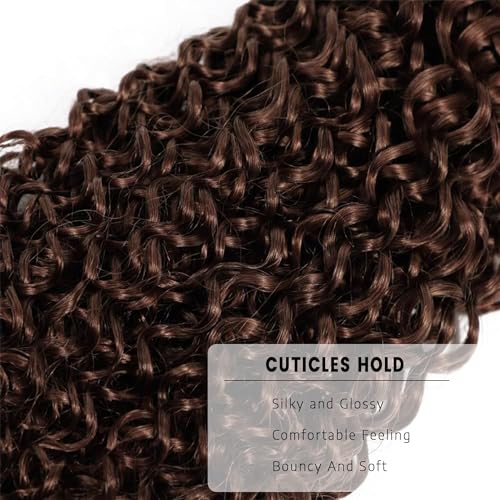 BOKIEOIE Brown #4 JC 34 Inch Curly Wavy Human Hair Bundle - Unprocessed Brazilian Virgin Extensions