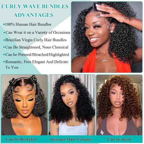 Curly Hair Bundles 12 12 14 14 Inch Natural Black 4 Bundles - Kinky Curly Human Hair Extensions
