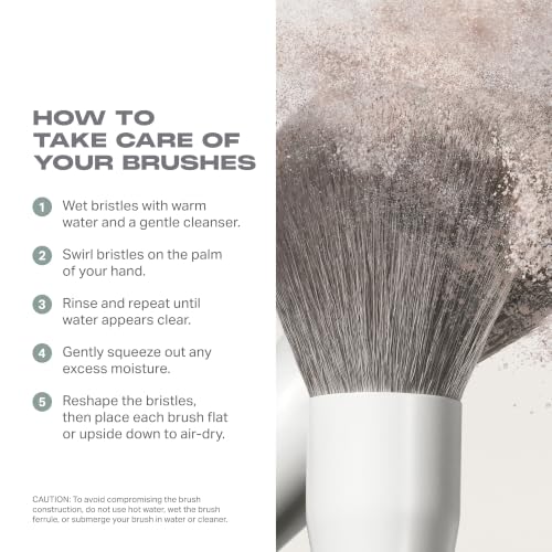 Travel Makeup Brush Set with Silicone Bag - 6 Piece Face & Eye Tools