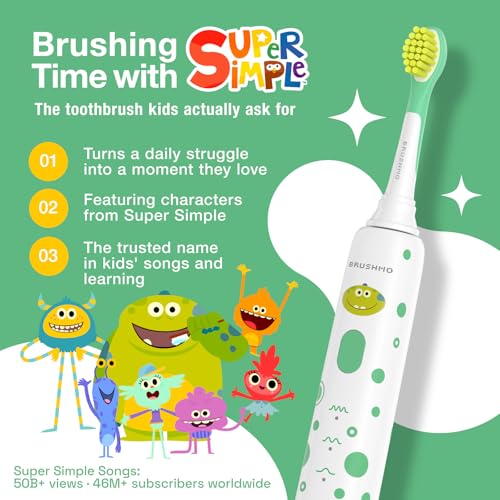 Brushmo Kids Sonic Electric Toothbrush for Ages 3+ with Travel Case