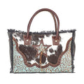 Myra Bag Cowgirl Purses for Women - Cowhide Bag with Leather Strap and Paisley Pattern, Cow Print Western Purses for Women
