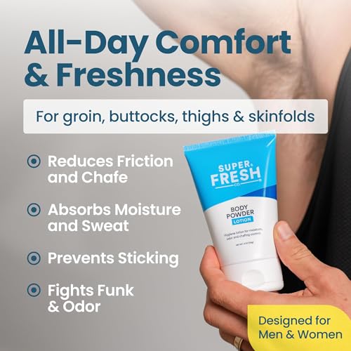 Super Fresh Body Powder Lotion 4oz Pack of 2 Talc-Free Anti-Chafing Moisturizer