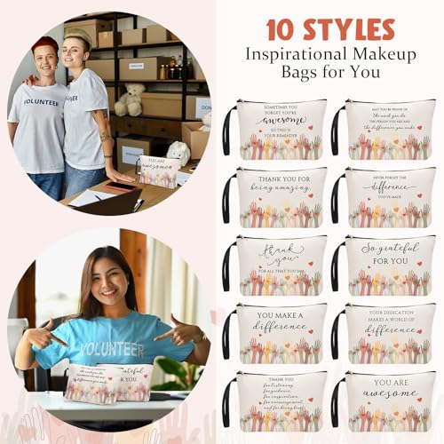 20 Pcs Inspirational Makeup Bags for Women - Appreciation Gift Bulk - Volunteer & Teacher Appreciation