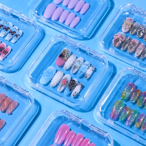 Clear 64 Pcs Acrylic Nail Storage Boxes with Double-Sided Tape - Raisetip