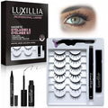 Luxillia 10-Piece Clear & Black Magnetic Eyelashes with Applicator & Magnetic Eyeliner Kit ? Reusable Natural Magnetic Lashes ? Easy Apply Lash Kit for Beginners ? Waterproof Dramatic Looks