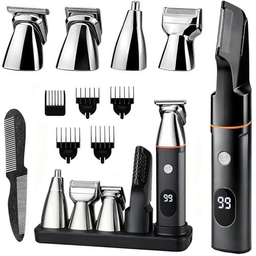 Suttik Men's 5-in-1 Body Grooming Trimmer Kit with V-Shaped & Waterproof Design - Black