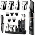 Suttik Men's 5-in-1 Body Grooming Trimmer Kit with V-Shaped & Waterproof Design - Black