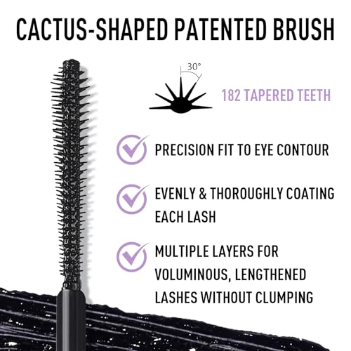 UCANBE Black Waterproof Mascara for Volume and Length, Natural Defining Curling Long-Lasting Eyelashes, No Flaking, No Smudging, No Clumping