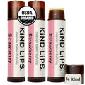 Kind Lips Strawberry Organic Lip Balm Natural Moisturizing Lip Care 3 Pack