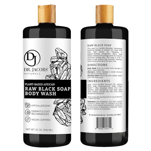 African Black Soap All-In-One Cleanser 32oz - Shea Butter & Aloe, Sensitive Skin