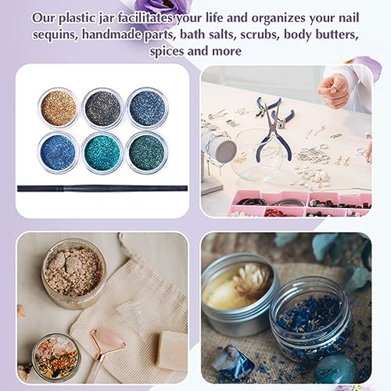 200 Pcs 1 oz Empty Bulk Plastic Container Jars with Lid Leak Proof Round Plastic Jars Small Cosmetic Travel Containers for Storage Makeup Creams Lotion Ointments, White