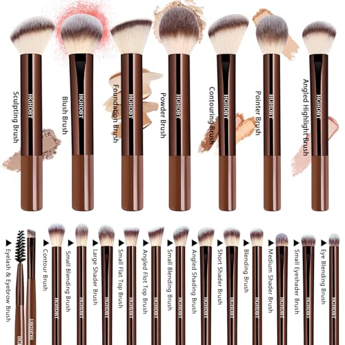 HGHDBT 57-Piece Brown Makeup Brush Set with Case - Professional Synthetic Face & Eye Brushes