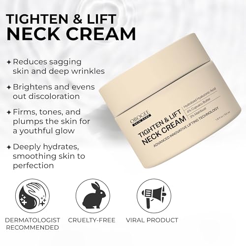 Neck Cream, Tighten & Lift Neck Cream - Anti-Aging Neck Creams for Tightening Lifting Sagging Skin and Hydrating- With Pro-Active Repair Firming Complex, 1.8 oz
