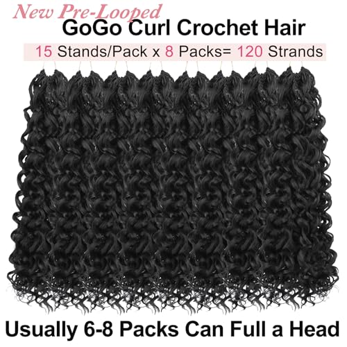 Pre Loop Crochet Hair 10 Inch - 8 Pack Ocean Wavy Synthetic Extensions for Black Women - Boho Beach Curl