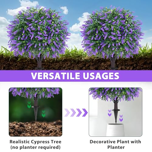 Grooy Artificial Lavender Topiary Ball Set of 4 UV-Resistant Outdoor Decor