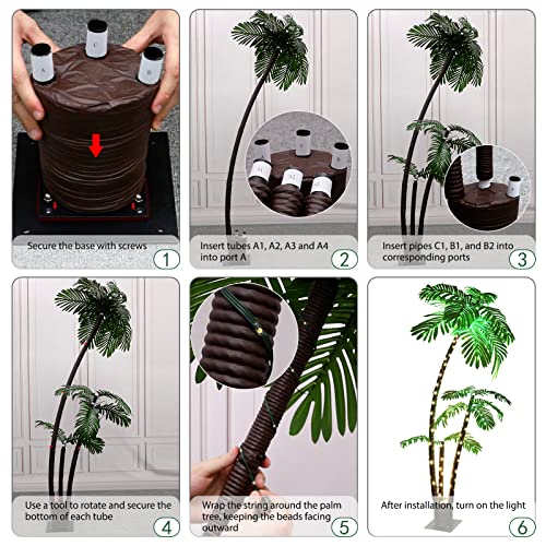 6FT Lighted Palm Tree Outdoor Christmas Decor for Patio and Garden