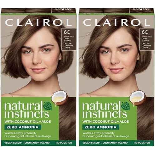 Clairol Natural Instincts Demi-Permanent Hair Dye, 6C Light Brown Hair Color, Pack of 2