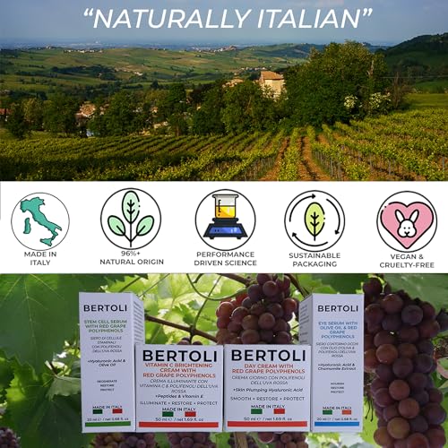 BERTOLI Firming Eye Serum for Wrinkles, Dark Circles & Puffiness ? Under Eye Anti-Aging Serum with Hyaluronic Acid, Olive Oil, Chamomile & Red Grape Polyphenols ? Made in Italy