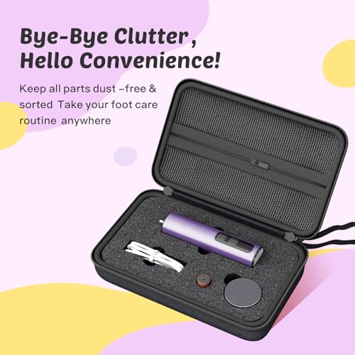 Dolcevitae Deep Lavender Professional Foot Callus Remover 9-Speed, Nano Glass Disc, Rechargeable with Discs & Case