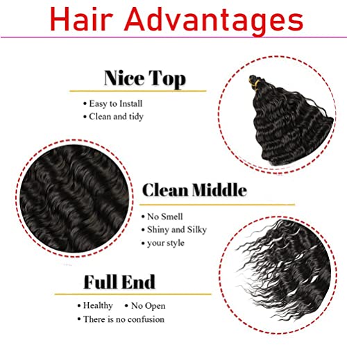 24 Inch Ocean Wave Braiding Hair Extensions - Light Blue, 3 Packs, Synthetic Deep Wave