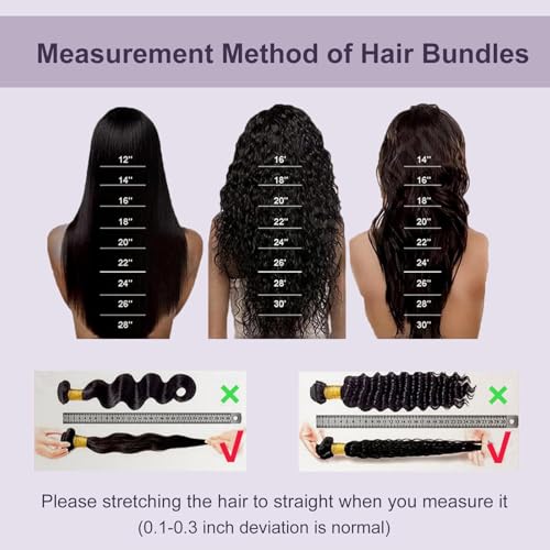 Deep Wave Human Hair Bundles 32 Inch - Wet & Wavy Brazilian Virgin Hair - Single Bundle
