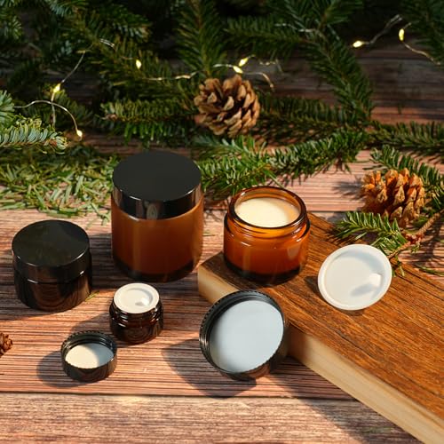 40-Pack 4 oz Amber Glass Jars with Lids - Small Airtight Cream Containers