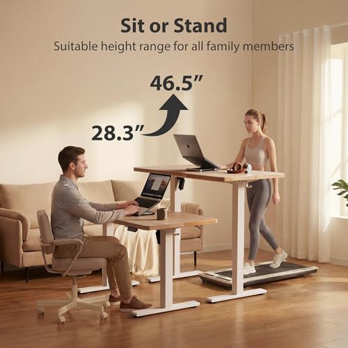 Cubiker Maple 48x24 Inch Electric Standing Desk - Adjustable Home Office Workstation