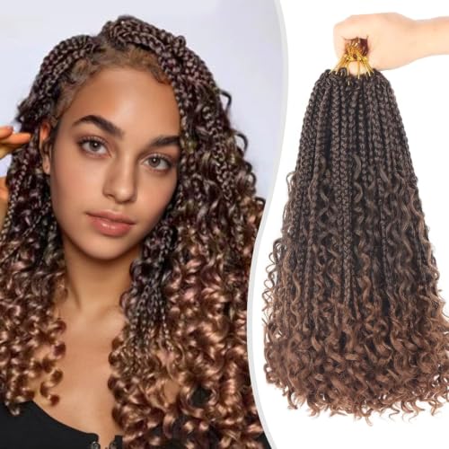 Goddess Box Braids Crochet Hair 14 Inch Boho Style - #T30 (8 Packs)