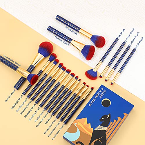 Docolor 19Pcs Bastet Cat Makeup Brushes Set + 34 Colors Tropical Eeyshadow Palette Ultra Pigmented Matte Shimmer Metallic Natural Blendable Soft Cream Powder Long Lasting Waterproof Make Up Eye Shadow