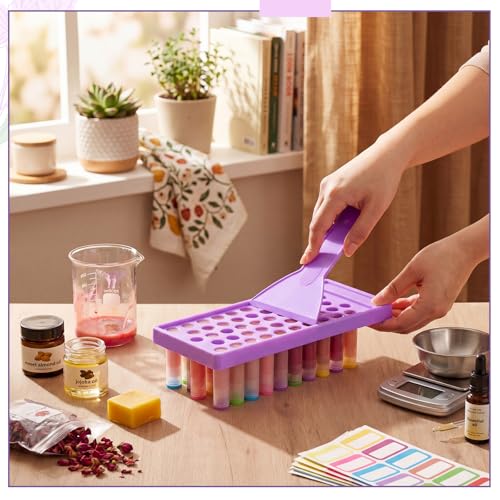 Colorful 100 Pcs Lip Balm Tubes Kit with Filling Trays & Spatulas - DIY Lipstick Containers
