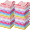 Newwiee Multicolor 40 Pcs Cotton Face Wash Cloths - 10 x 10 Inch (10 White, 5 Pink, 5 Yellow, 5 Blue, 5 Green, 5 Rose Red, 5 Purple)