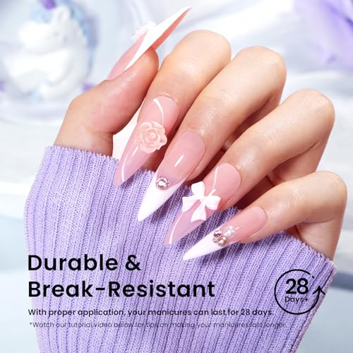 Beetles Gel Nail Tips Stiletto Medium, 288Pcs 12 Sizes Pre-Etched Half Matte Full Cover Soft Acrylic False Nail Tips Pre-Shaped Easy DIY Etch-X Nail Extension Salon Gift for Women