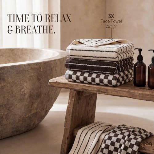 Brown Cotton Hand Towel Set - 3 Pieces, Soft & Absorbent Bathroom Towels
