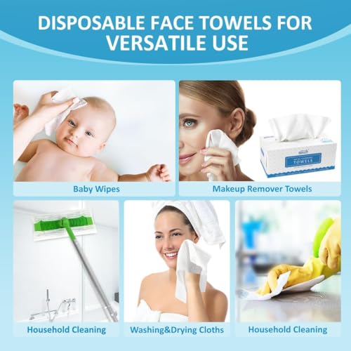 HOMEXCEL Disposable Face Towels Pack of 6, Ultra Soft & Absorbent, 600 Count