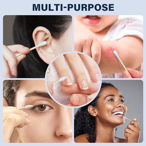2400 Count Bamboo Cotton Swabs Pack of 4 Double-Tipped Ear & Makeup Applicators