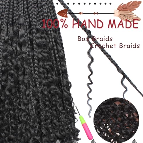 Beverlee 18 In Boho Box Braids 8 Packs 1B# Pre-Looped Crochet Hair Goddess Box Braids