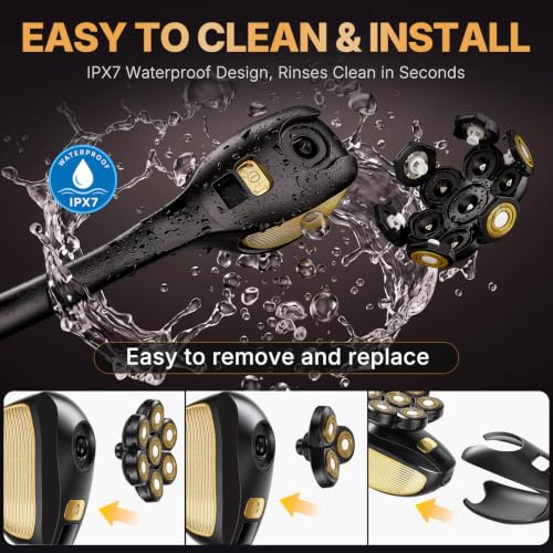 7D Back Shaver for Men 3-in-1 Body Groomer with Long Handle, IPX6 Waterproof