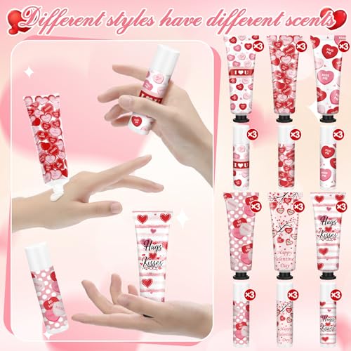 18-Pair Valentine Hand Cream & Lip Balm Gift Set - Red Heart Candy