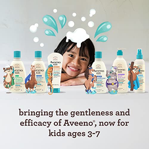 Aveeno Kids Sensitive Skin Face & Body Wash With Oat Extract, 18 fl. Oz with Aveeno Sensitive Skin Face & Body Gel Cream for Kids with Prebiotic Oat, 8 oz