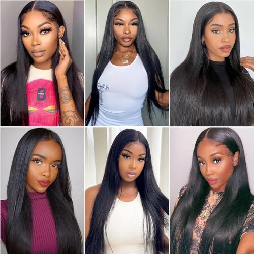 Vinmdonm 26-30 Inch Black Straight Human Hair Bundles 3-Pack Brazilian Virgin Hair