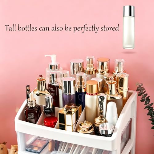 Makeup Organizer with 3 Drawers - Arc Type Plastic Storage for Vanity & Bathroom