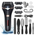 AdamPark Electric Callus Remover for Feet,Rechargeable Foot File Hard Skin Remover,Waterproof 14 in1 Professional Pedicure Kit for Cracked Heels &Dead Skin,with 3 Roller Heads 2 Speed(Black J8)