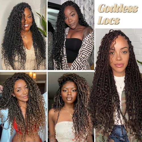 CooCooJoo 8 Pack Goddess Faux Locs Crochet Hair 18 Inch for Black Women T30
