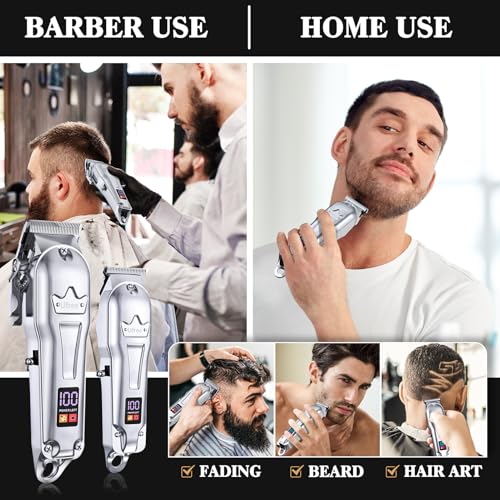 Ufree Cordless Hair Clippers & Trimmer Set with LED Display - Silver