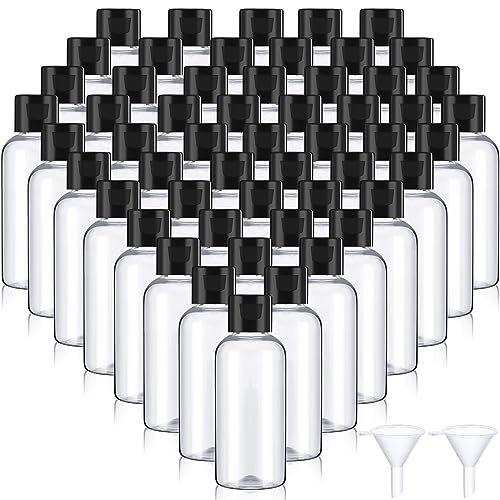 Mifoci 50-Pack 2 oz Clear Plastic Travel Bottles with Flip Cap – Empty Refillable Squeeze Dispensers