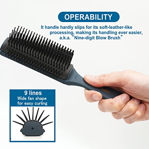 Vess Professional Ceramic Blow Brush 9 Rows Wide Hair Styling Tool - Made in Japan