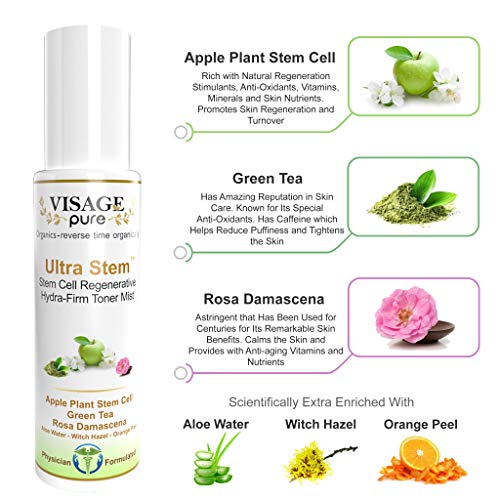 Ultra Stem Regenerative Anti-Aging Toner - Extra Strength Highest Concentration Stem Cell Toner. Tightens The Skin and Minimizes Pores - Organic - Physician Formulated -Research Supported