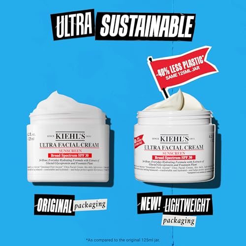 Kiehl's Ultra Facial Cream SPF 30 Moisturizer 4.2 Fl Oz / 125 ml - Daily Hydrating Face Cream for All Skin Types