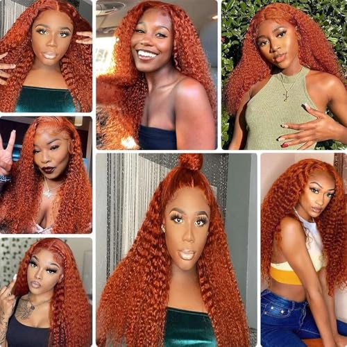 Cklikeb #350 Orange Deep Wave Human Hair Bundles 12 14 16 Inch – 3 Pack, 300g