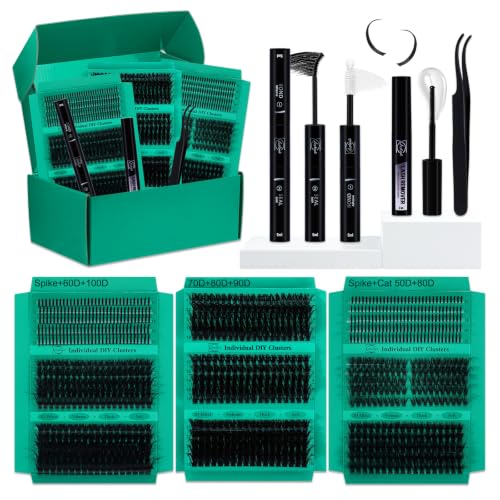 Lash Clusters Kit with 970 Fake Eyelashes, Bond & Seal, Tweezers & Remover - Variation KIT-005